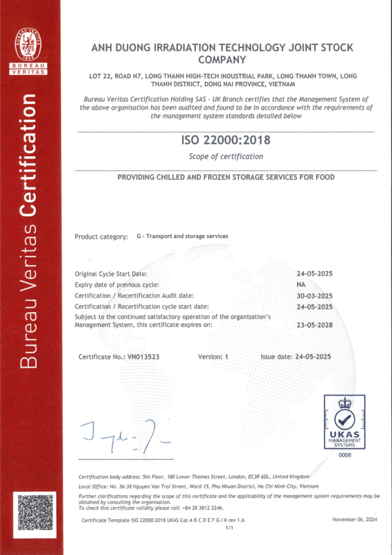 Chứng nhận ISO 22000:2018