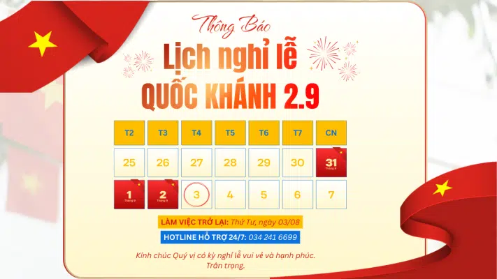 Thông báo nghỉ lễ 2/9/2025